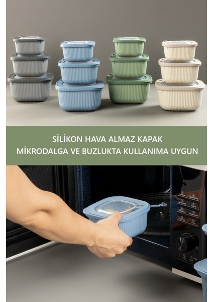 3'lü Silikon Kapaklı Saklama Seti, Mikrodalga ve Buzluk Uyumlu, Hava Geçirmez Gri fiyatları