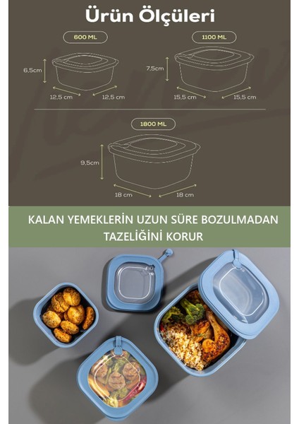 3'lü Silikon Kapaklı Saklama Seti, Mikrodalga ve Buzluk Uyumlu, Hava Geçirmez Gri modelleri