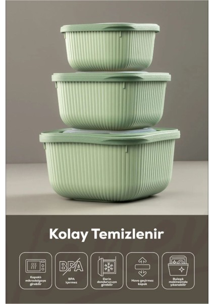 3'lü Silikon Kapaklı Saklama Seti, Mikrodalga ve Buzluk Uyumlu, Hava Geçirmez Gri indirimleri