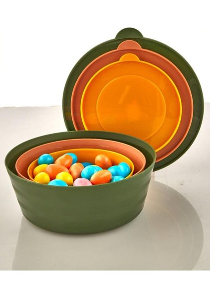 Yeşil Kapaklı Saklama Kabı Seti, 6'lı, 3 Boy, 400ML, 700ML, 1100ML modelleri