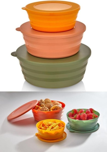 Yeşil Kapaklı Saklama Kabı Seti, 6'lı, 3 Boy, 400ML, 700ML, 1100ML fırsatları