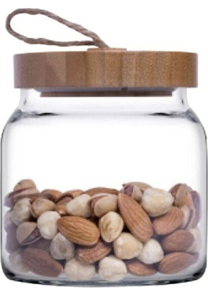 Bambu Kapaklı Kavanoz 575 Cc, Şık ve Kullanışlı Saklama Için Ideal