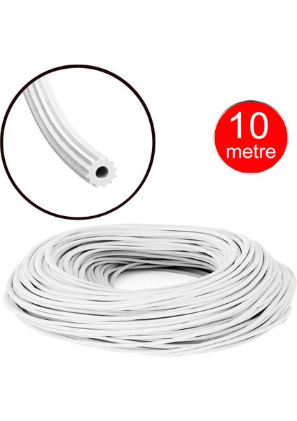 Beyaz 5mm Tül Sabitleme Lastiği, Kapı ve Pencere Için 10 Metre