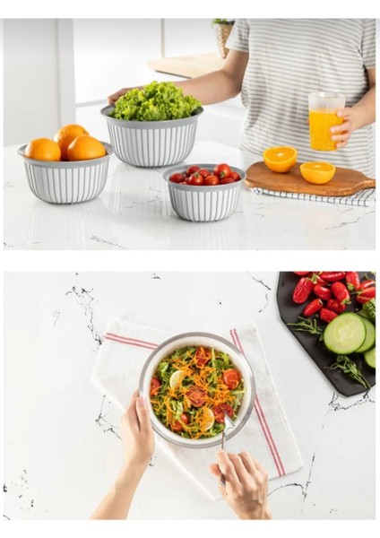 Gri Nınea Yuvarlak Kase Seti, 3’lü, Çeşitli Boyutlarda, Şık ve Kullanışlı. fiyatları