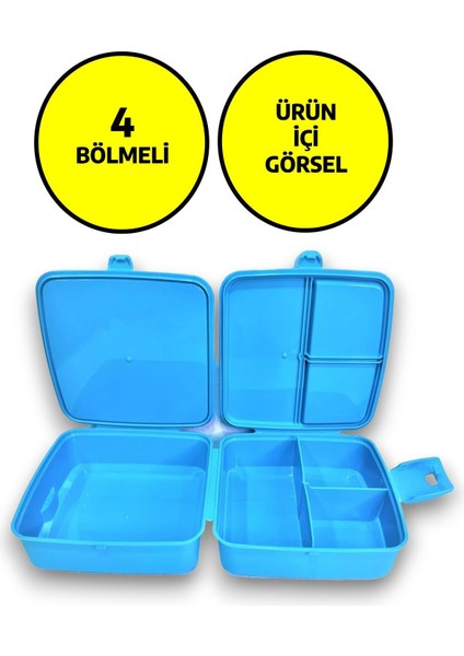 Renkli 4 Bölmeli Sağlıklı Beslenme Kutusu, Rock Star Temalı Mavi Tasarım fiyatları