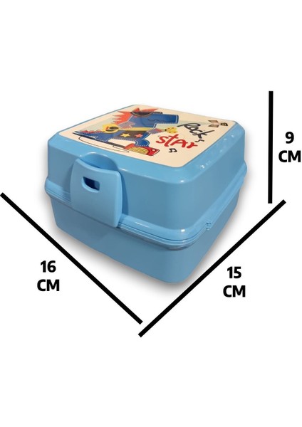 Renkli 4 Bölmeli Sağlıklı Beslenme Kutusu, Rock Star Temalı Mavi Tasarım fırsatları