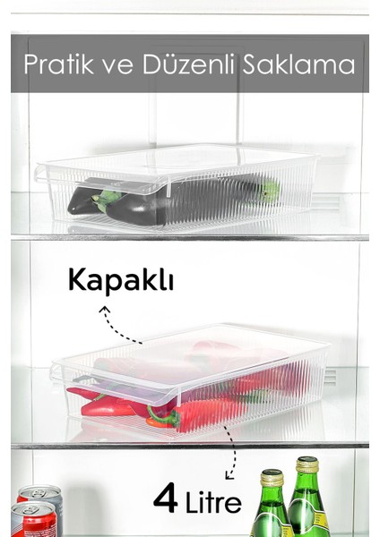 2 Adet Beyaz Kapaklı Saklama Kabı, 4 Litre, Organizer, Düzenleyici, Meyve ve Sebze Kutusu fiyatları