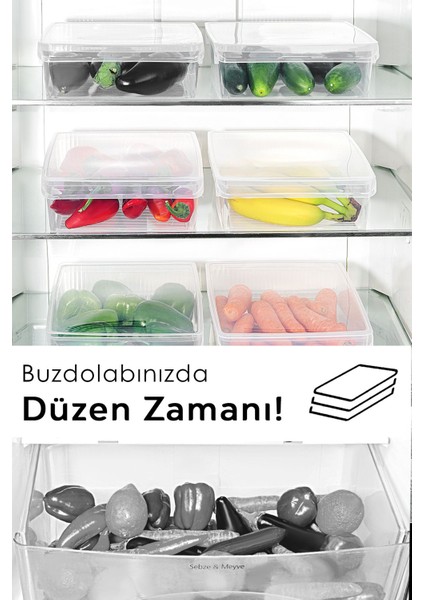 2 Adet Beyaz Kapaklı Saklama Kabı, 4 Litre, Organizer, Düzenleyici, Meyve ve Sebze Kutusu