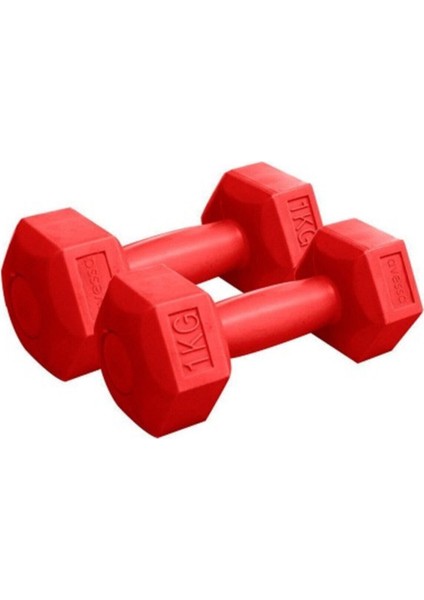 4'lü Kas Geliştirme Ağırlık Seti, Plastik Köşeli Dambıl, 1kg, Turuncu