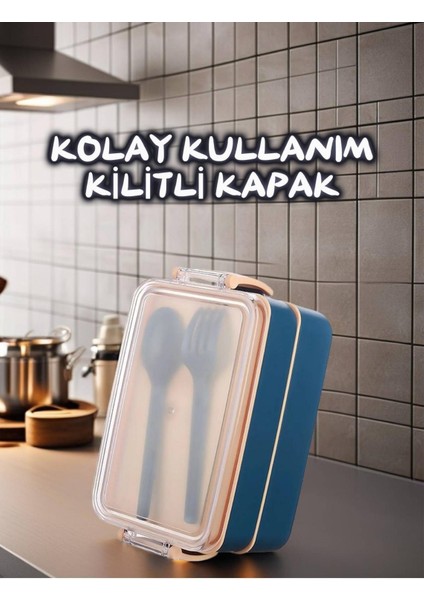2 Bölmeli Kilitli Beslenme Kabı Seti, 500 ML+400 Ml, Okul, Ofis, Spor, Piknik, Diyet Için modelleri