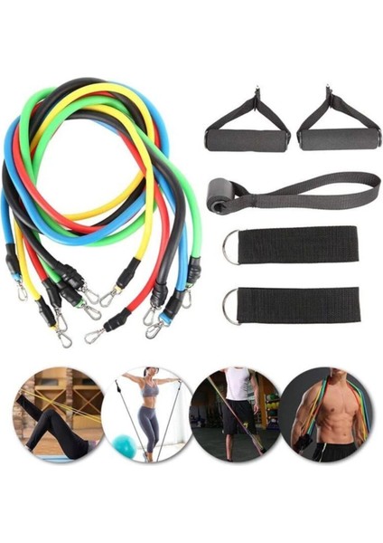 Turuncu 11 Parça Direnç ve Egzersiz Lastiği Seti, Esneklik ve Güç Kazandırır modelleri