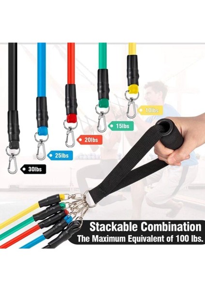 Turuncu 11 Parça Direnç ve Egzersiz Lastiği Seti, Esneklik ve Güç Kazandırır fırsatları