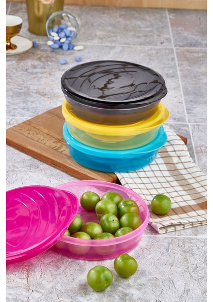 4'lü Şeffaf Renkli Saklama Kabı Seti, 900 Ml, Pratik ve Şık Erzak Saklama fırsatları