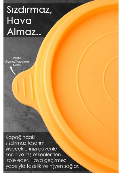 6'lı Yuvarlak Saklama Kabı Seti, 6X250ML, Turuncu, Organizer ve Düzenleyici modelleri