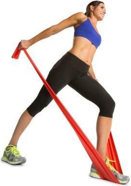 Kırmızı Orta Sert Pilates Egzersiz Lastiği 1.5 M, Dayanıklı ve Çok Amaçlı Kullanım Için