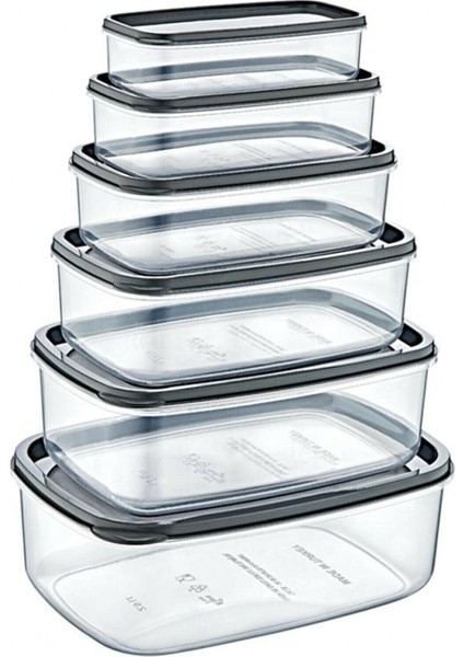 6'lı Renkli Dikdörtgen Şeffaf Saklama Kabı Seti, Pratik ve Şık Mutfak Gereçleri