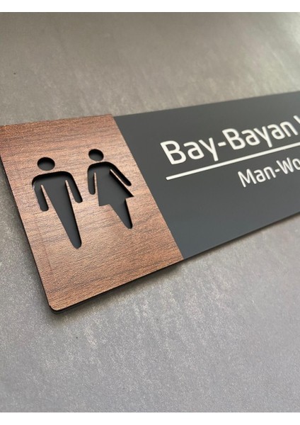 Şık Ahşap Kapı Isimliği, Bay ve Bayan Wc Etiketi, Modern Tasarım fırsatları