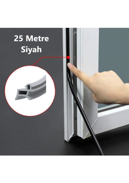 Siyah Pvc Pencere Fitili 25 Metre, Tüm Markalara Uyumlu, Dayanıklı ve Kolay Kullanım