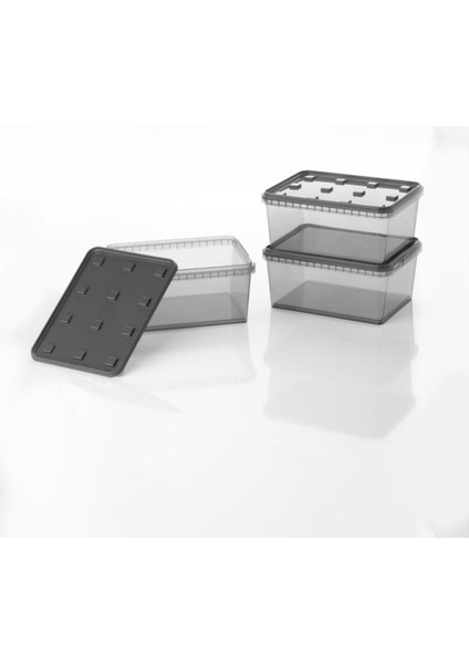 Gri 3 Parça Saklama Kabı, Pratik ve Şık Mutfak Çözümü