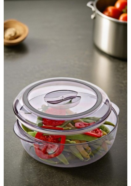 Gri Yuvarlak Contalı Saklama Kabı 1750 Ml, Pratik ve Şık Mutfak Ürünü