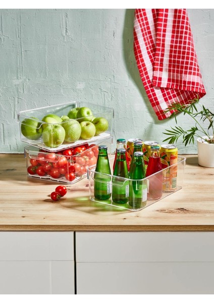 Turuncu 6l Plastik Kapaklı Buzdolabı Saklama Kabı, Organizer, 30X20X10CM fiyatları