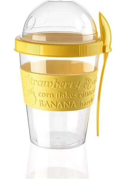 Meyve ve Yoğurt Için Renkli, Kaşıklı, Bölmeli Pratik Saklama Kabı, 1 Adet fiyatları