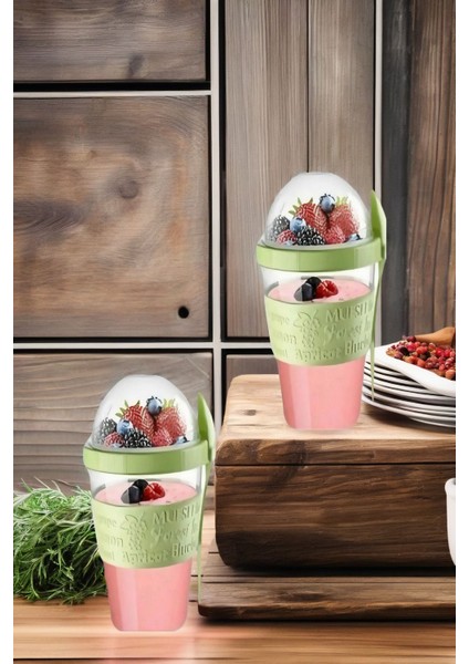 2 Adet Renkli Kapaklı Çatal Kaşıklı Saklama Kabı, 600 ml modelleri