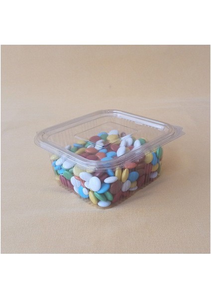 Turuncu 500 cc Sızdırmaz Kap, Kendinden Kapaklı, 100 Adetlik Set