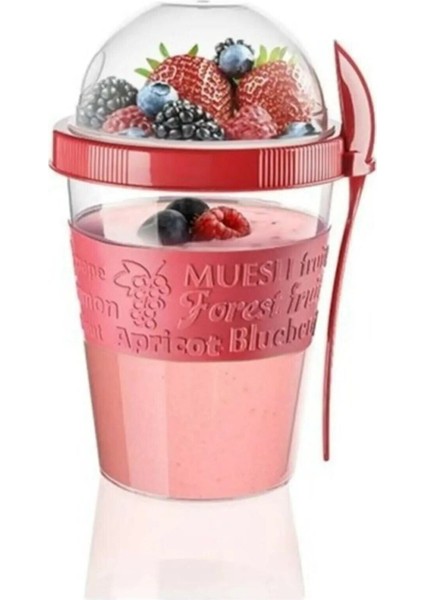 Kapaklı ve Kaşıklı Meyveli Yoğurt Kabı, Pratik ve Şık Tasarım