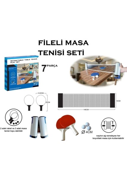 Ayarlanabilir Masa Tenisi Seti, 2 Raket, 3 Top, File, Siyah Renkli, Eğlence Dolu Keyifli Oyun modelleri
