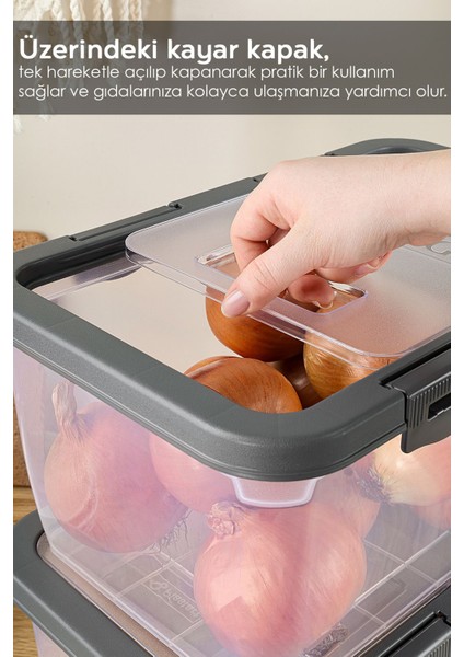 Kayar Kapaklı Çok Amaçlı Saklama Kabı, 10 Lt, Gri, Erzak ve Şekerlik Için Ideal fiyatları