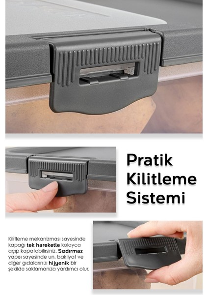 Kayar Kapaklı Çok Amaçlı Saklama Kabı, 10 Lt, Gri, Erzak ve Şekerlik Için Ideal fırsatları