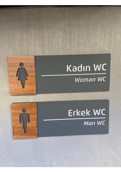 Ceviz Desenli Bay-Bayan Wc Kapı Isimliği, Şık ve Kullanışlı Tasarım fiyatları