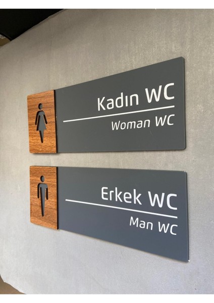 Ceviz Desenli Bay-Bayan Wc Kapı Isimliği, Şık ve Kullanışlı Tasarım modelleri