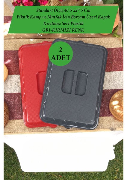 Dikdörtgen Borcam Kapağı, Kamp ve Piknik Için Gıda Koruma, Kırmızı ve Gri Renk fiyatları