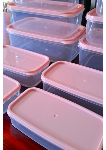 Pembe 5'li Şık Dikdörtgen Saklama Kabı, Mikrodalga ve Dondurucu Uyumlu fiyatları