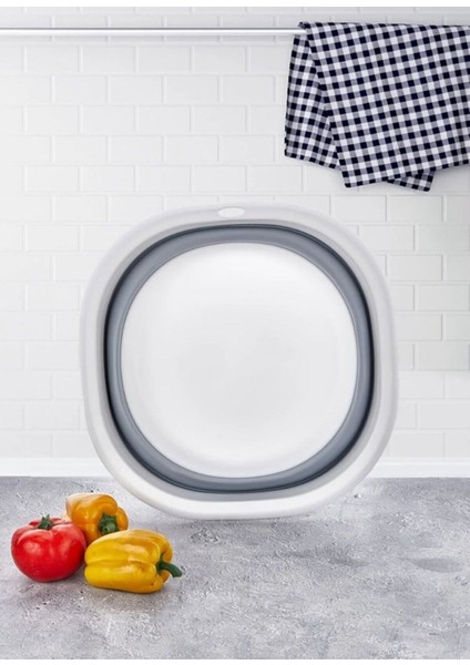 Katlanabilir Silikon Sebze Badyası, Orta Boy, 2,7 Lt, Gri modelleri