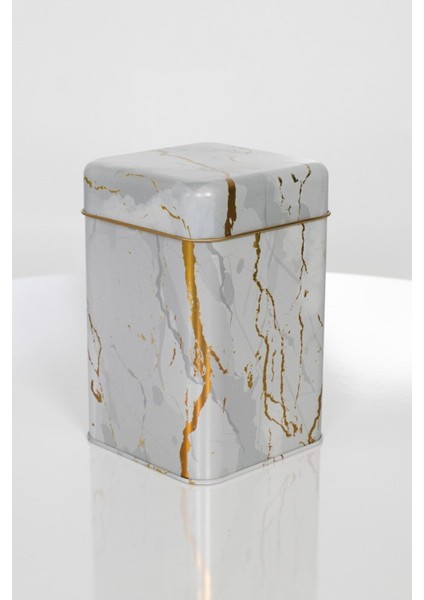 Marble White Desenli Kare Metal Saklama Kabı 11X11 Cm, Şık ve Dayanıklı Ev Düzenleme Ürün fiyatları