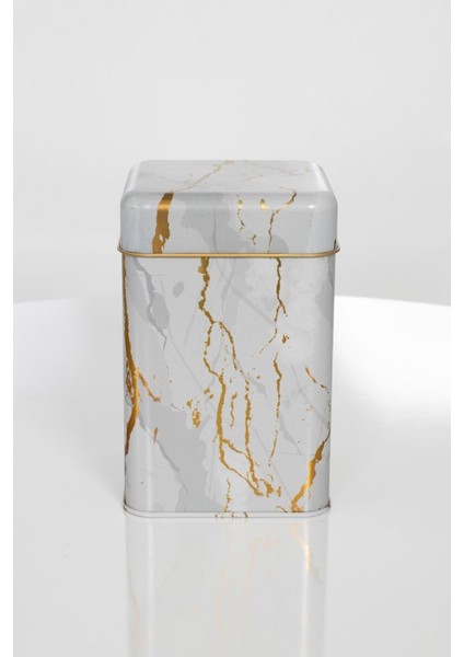 Marble White Desenli Kare Metal Saklama Kabı 11X11 Cm, Şık ve Dayanıklı Ev Düzenleme Ürün modelleri