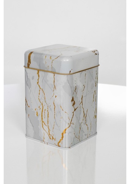 Marble White Desenli Kare Metal Saklama Kabı 11X11 Cm, Şık ve Dayanıklı Ev Düzenleme Ürün fırsatları
