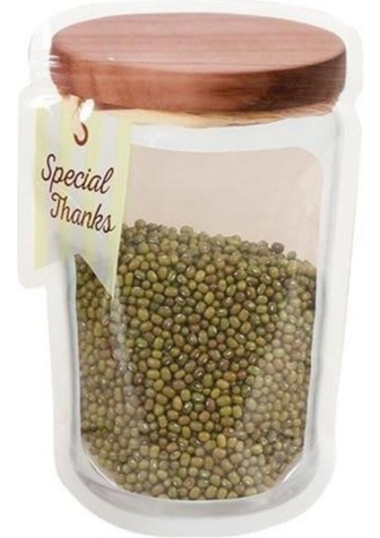 Kavanoz Görünümlü Pratik Kilitli Poşet Seti, 4 Adet, Kırmızı