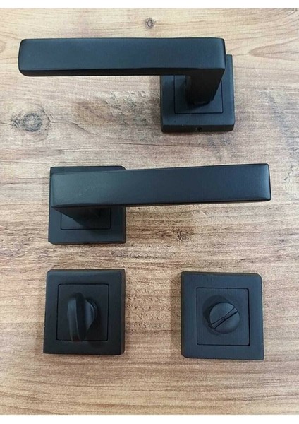 Kare Rozetli Siyah Kapı Kolu Takımı, Arkalı ve Önlü, Modern Tasarım fiyatları