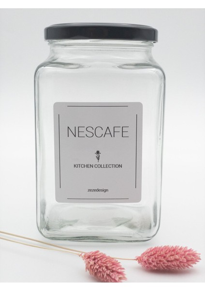 Kare Cam Saklama Kabı, Siyah Metal Kapak, 1000ML, Şık ve Pratik Mutfağınız Için