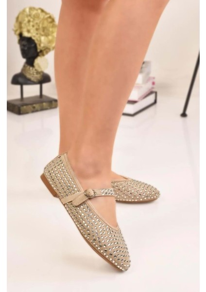 Feles Taş Detaylı Kadın Babet Ayakkabı modelleri