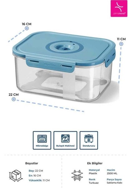 Mavi 2500ML Taze Ürün Saklama Kabı, Dayanıklı ve Şık Depolama Çözümü fırsatları