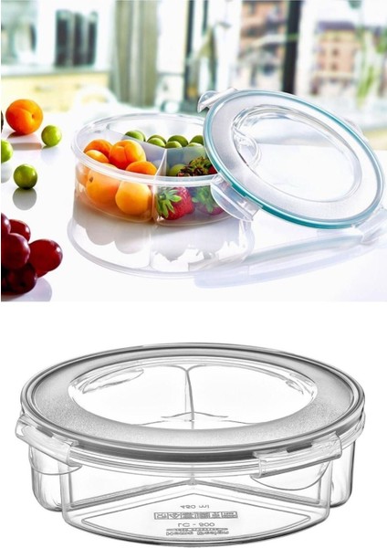 3 Bölmeli Sızdırmaz Kapaklı 1,35 Litre Saklama Kabı, Beyaz fiyatları