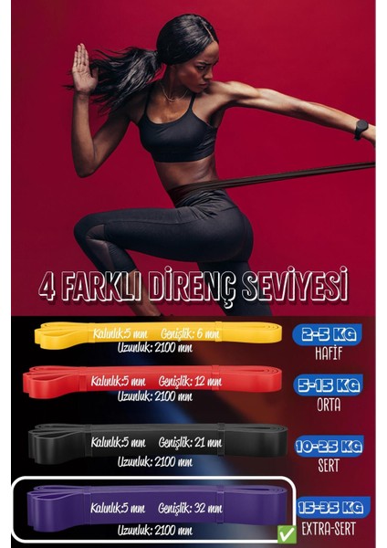 35 kg Direnç Bandı Kas Geliştirme Lastiği, Fitness ve Pilates Için Mor Renk indirimleri