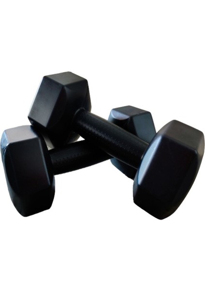 2kg Plastik Köşeli Dambıl, Siyah, Sağlam ve Hafif Egzersiz Aleti