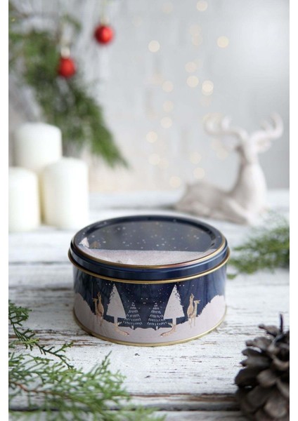 Kış Geyiği Desenli 2'li Metal Saklama Kabı Seti, 1,9 Lt + 1,1 Lt, Bordo indirimleri