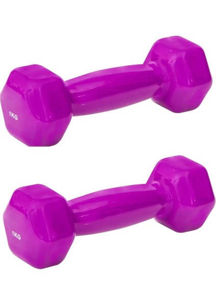 Mor Pvc Demir Dambıl Seti, 2 x 1 Kg, Sağlıklı ve Şık Spor Ekipmanı
